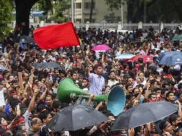 Activists take part in a protest march against Prime Minister Sheikh Hasina and her government to demand justice for more than 200 people killed in last month's violent demonstrations, in Dhaka, Bangladesh, Friday, Aug. 2, 2024. AP/PTI